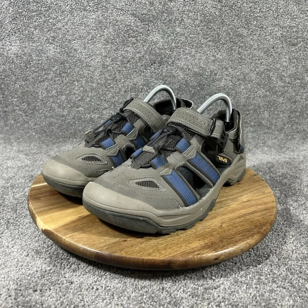 Teva Omnium 2 Mens Size 9 Grey Blue Trail Outdoor Hiking Water Sandals Used